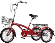 Tricycle for Adults, 16in Adult Tricycle High Carbon Steel Frame Adult Bicycle with Large Basket for Recreation Shopping Picnics Exercise Outdoor Sports
