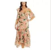 COOPER St Dress Size 8 BNWT Midi ‘ A Place In The Sun ‘ Flounce Floral NEW Peach