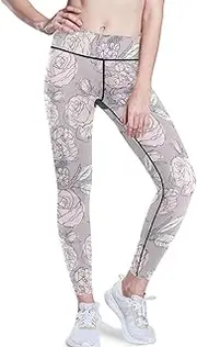 [FRODOTGV] Trendy Pink Flowers Sexy Yoga Pants for Women Fitness Leggings Women Compression X-Small