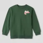 Kids Peanuts Snoopy Candy Cane Christmas Pullover Crew Neck Sweatshirt Green XL
