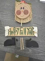 Pumpkin Push in Decorating Kit Wooden Pieces Scarecrow