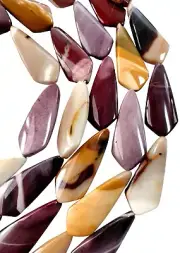 Moukaite Jasper 44x18mm Twist Kite Beads 15" Strand / 9 Beads Mookaite Australia