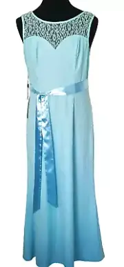 Ever Pretty Long Dress NEW with tags Blue Lace Polyester Plunging Back Party