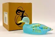 Fenton Art Glass Aquamarine Sanded Mallard Duck, 51473E -- New in Box