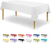 Party Dimensions White Disposable Plastic Tablecloth for Rectangle Tables (12 Pack) Table Cloths for Parties, Events & Weddings, Indoors Outdoors, 54 x 108 inches, Plastic Table Cover
