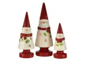 Kringle Express Set Of 3 Ceramic Illuminated Snowmen Figurines NEW