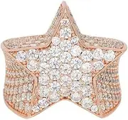 [VCODWCSJO] Hip-Hop Full Diamond Micro-Inlaid Zircon Five-Pointed Star Ring Men's Jewelry