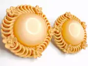 Vintage 50's Featherlite Celluloide Clip On Earrings Lucite Cabochon Center