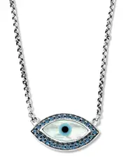 Samuel B. Silver Blue Topaz Pearl Evil Eye Necklace