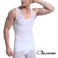 在飛比找Yahoo奇摩購物中心優惠-Charmen高機能強塑腰腹版背心 男性塑身衣 白色
