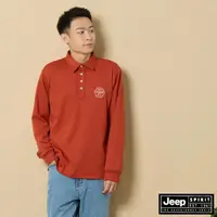 在飛比找momo購物網優惠-【JEEP】男裝 經典LOGO刺繡休閒長袖POLO衫(橘色)