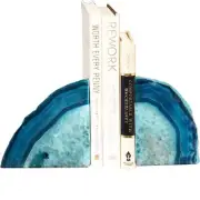 Bookends Agate Decorative Book Ends for Shelves Heavy Duty Crystal Stone Book...