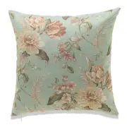 Pink And White Flowers On Light Green With Feather Down Insert Pillow