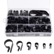 200Pcs R-Type P-Type Cable Clamps Plastic Nylon Wire Clip Assortment Kit1485