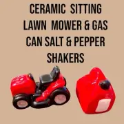Red Riding Mower & Gas Can Mini Salt & Pepper Shakers NEW