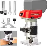 Cordless Trimmer Routers for Milwaukee M18 Battery, Woodworking Joiner, Cutting Palmming Tool 6 Speed Adjustable, LED Light, 1/4" Collet with Guide Ruler and Wheel
