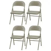 MECO Sudden Comfort All Steel Folding Chair Set, Chicory Lace Frame (Set of 4)