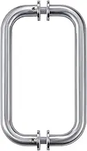 C-Shaped 6" Back-to-Back Frameless Glass Shower Door Push Pull Handle, Fits 6-12mm(1/4"-1/2") Glass Doors,6" Mounting Hole Distance,304 Stainless Steel,Brushed,for Bathroom, Sauna, Spa