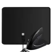 For PC USB Wired Vertical Ergonomic Optical Mouse&Mouse Pad with Stitched Edges