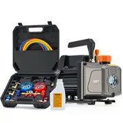 OMT HVAC Vacuum Pump Kit w AC Manifold Gauge Set for R134a R502 R22 R12 4cfm