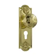 1053E Door Knob Nouveau Euro Pair Polished Brass H188xW58xP60mm