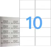 10UP 100 Pack A4 White Labels Self Adhesive Laser & Inkjet Sticker Labels - Avery code L7173