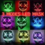 LED Mask Light Up Purge Spooky Scary Mask for Cosplay Costume Halloween FASTSHIP