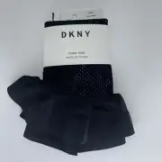 NWT DKNY Fishnet Ruffle Top Thigh High Medium / Tall Black DYS028
