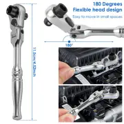 Ratchet Handle Chrome Vanadium 2 in 1 Multifunctional Flex Head Ratchet Wrench⤐