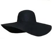 [luzen] Women's Ridge Wide Floppy Brim Summer Beach Sun Hat Straw Cap Party Garden Travel (Black)