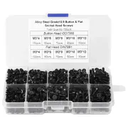 720pcs M3 Carbon Steel Black Round Head Screw Countersunk Head Flat Head Bolt Set Hex Hexagon Socket Screw Assortment Ki
