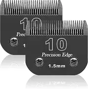 Dog Grooming Replacement Blade Compatible with Heiniger/Moser Max45/Andis/Oster A5/Wahl 10km Series Hair Clippers for Dogs, Size 10 1/16" (1.5mm), Cutting Length, Pack of 2, Black