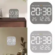 Metal Brushed Texture Digital Wall Clock Alarm Set Large Display Screen LED Alarm Clock Home Office Bedroom with Remote