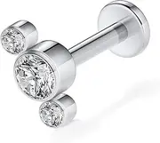 [FUNLMO] 16G Tragus Conch Helix Medusa Piercing Jewelry Lip Rings Labret Jewelry Cartilage Earring Internally Threaded Labret Stud Titanium Flat Back Stud Earrings
