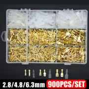 900X Assortment Terminals Set Electrical Connectors Wire Crimp Male Female Spade