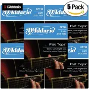 5-PACK D'Addario EFT16 Flat Tops Phosphor Bronze Acoustic Guitar 12-53 Light