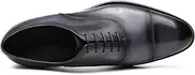 [Generic] Classic Oxford for Men Hand Made Custom Genuine Full Grain Leather Burnished Cap Toe Dress Shoes Block Heel Lace up Hand Stitching