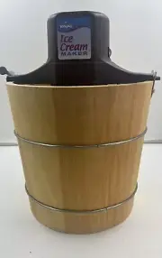 Vintage Rival Electric Ice Cream/Yogurt Maker #8455 Wood Bucket 4 Qt. -