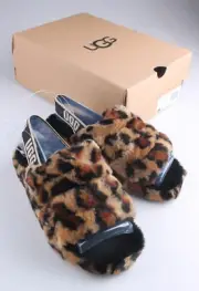 UGG Women's Fluff Yeah Slide 6 Spotty Cheetah Animal Print Slingback Slide