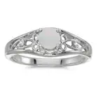14k White Gold Round Opal And Diamond Ring
