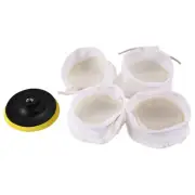 5Pcs Polisher/Buffer kit Soft Wool Bonnet Pad White:4 inch A5P93604