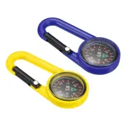 2 in 1 Set Pocket Compass Keychain Mini Belt Clip Emergency Tool Yellow Blue
