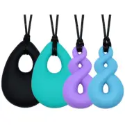 Chew Necklace for Kids – Silicone Teardrop Twist, Sensory Chew Toys, 4-Pack, BPA