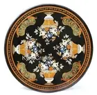 Black Marble Reception Table Beautiful Floral Design Inlay Work Dining Table Top
