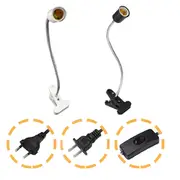 40CM E27 Flexible Pet Reptile Light Bulb Adapter Lamp Holder Socket with Clip ON OFF Switch EU PLUG BLACK