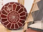 New Ottoman Footstool Boho Pouffe Genuine Brown Handmade Pouf