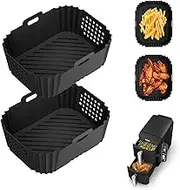 Marakruki 2Pcs Silicone Air Fryer Liners for Ninja Dual Stack Air Fryer, 21x14 cm, 2-Pack, Compatible with Ninja AF400 Air Fryer, BPA-Free Silicone Liners for 9.5L Dual Air Fryer
