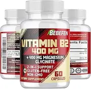 1000mg Pure Naturals Vitamin B2 (Riboflavin) Supplement with Magnesium Glycinate - Support Comfortable Mood, Energy Production & Circulatory Health - 60 Capsules