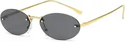 [TYUVIVO] Rimless Oval Sunglasses Female Vintage Small Frame Sun Glasses Women Fashion Clear Gradient Lens Sunglass Shades UV400