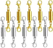 WELANE Necklace Clasp, 10 PCS Gold and Silver Magnetic Lobster Clasp for Bracelet Necklace Extender (6 x 45mm)